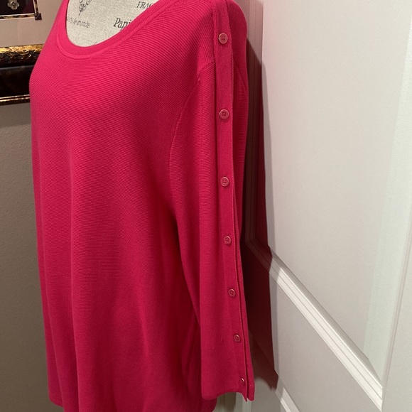 TALBOTS PLUS, 2X, Classy & Gorgeous, Long Sleeve Pullover Sweater Top, Pink, NWT - Picture 3 of 14